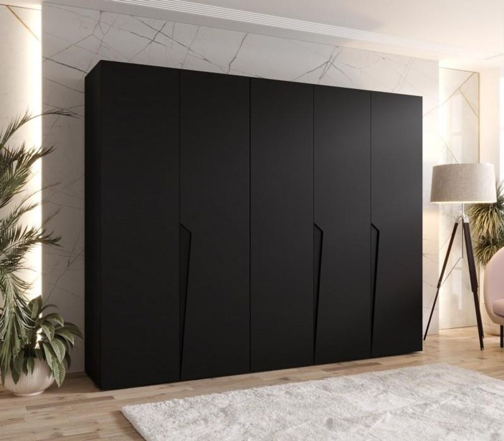 Breiter Kleiderschrank 250 cm SORAYA 1 - schwarz / schwarze Griffe