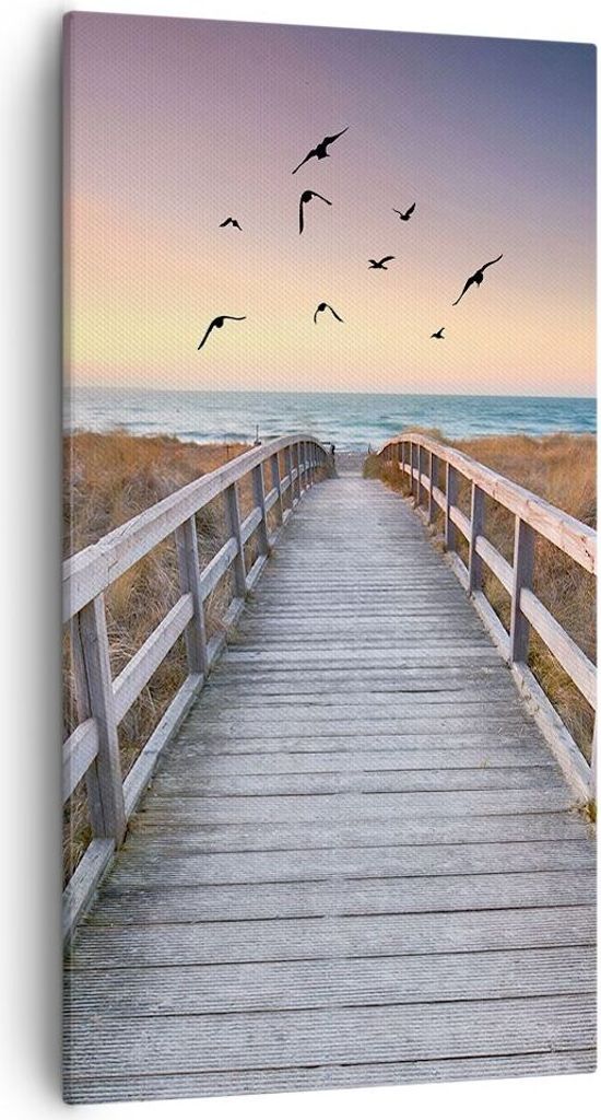 Bild auf Leinwand - Leinwandbild - Einteilig - Eintrag auf der Strand - 55x100cm - Wand Bild - Wanddeko - Wandbilder - Leinwanddruck - Bilder - Wan...