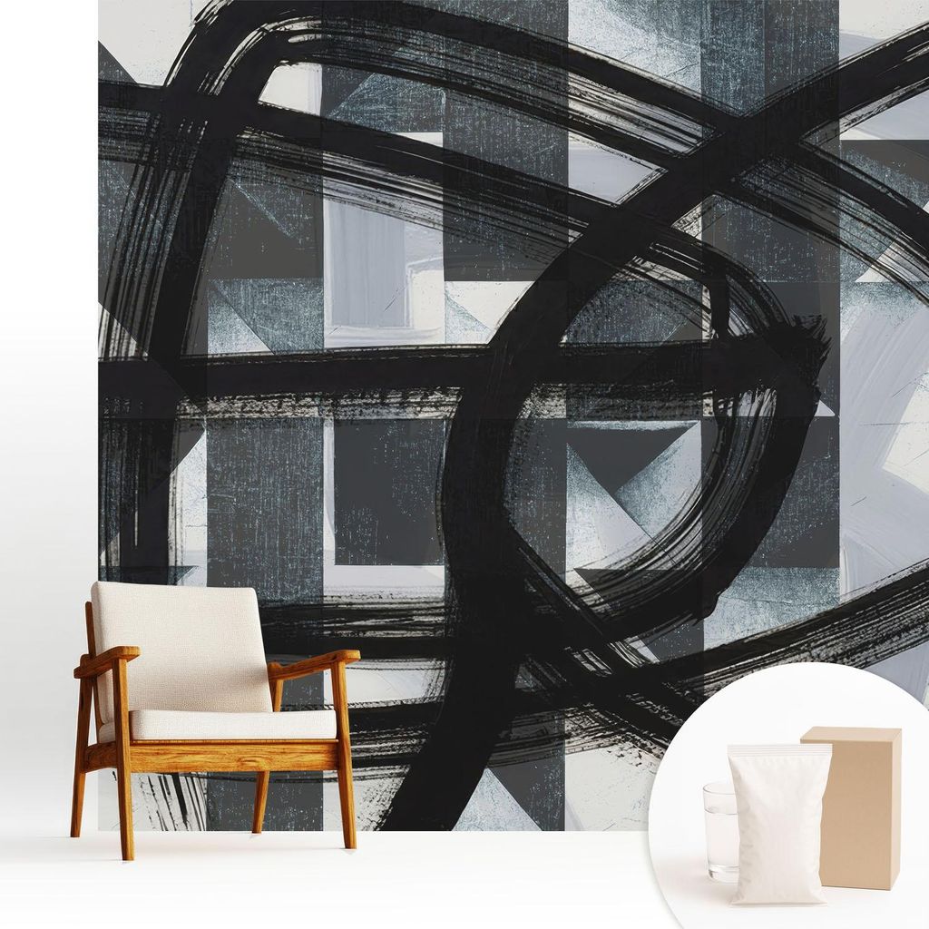 Fototapete - 250x250 cm - Tapete - Wandtapete - Wandbilder - Dekofolie - Tapete Folie - Wand - Dekoration - Wohnzimmer - Ausdrucksstarke Geometrie