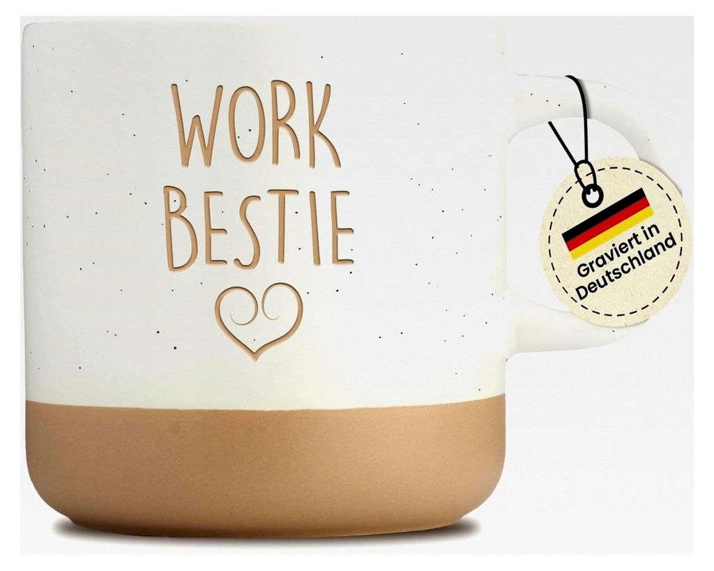 Kaffeebecher mit Gravur - Arbeitskollegin - Geschenk für Freundin - Geburtstag - Jubiläum - Büro - Beige