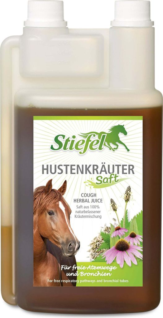 A bottle of Stiefel Hustenkräutersaft for horses.