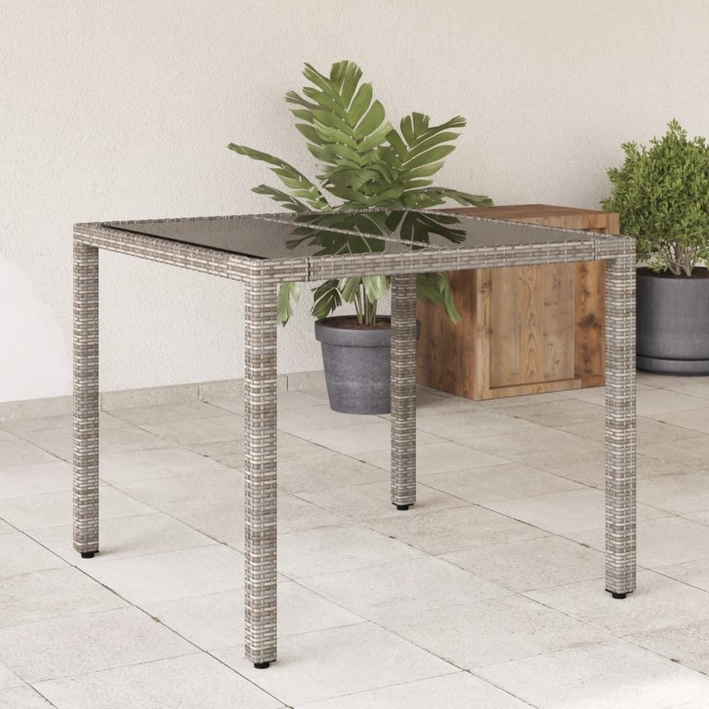 Maison Exclusive - Gartentisch mit Glasplatte Grau 90x90x75 cm Poly Rattan