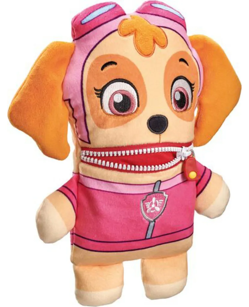 Mangeur de Soucis Skye 26 cm avec Zip : Doudou Rose Pat' Patrouille