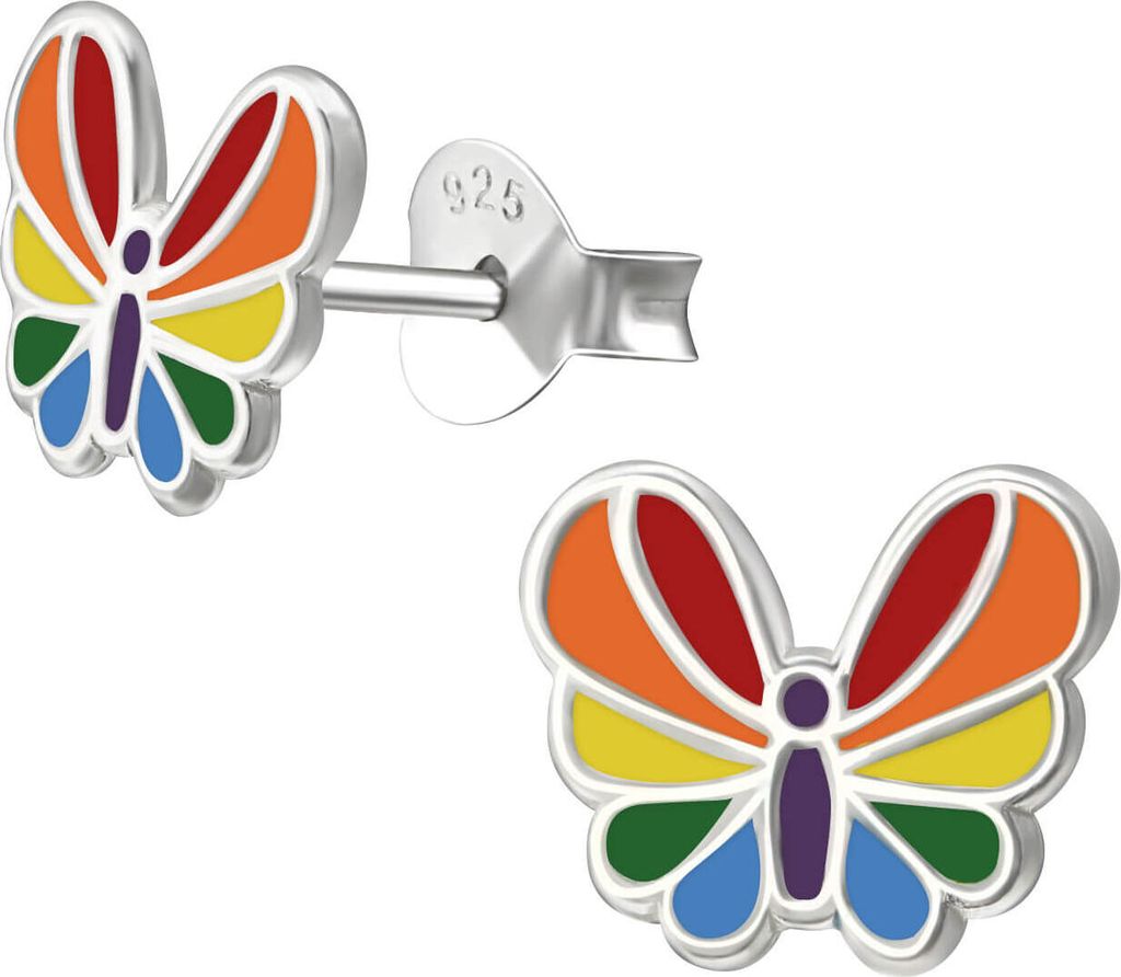 Kinderohrringe Ohrstecker 925 Sterling Silber Regenbogen Schmetterling