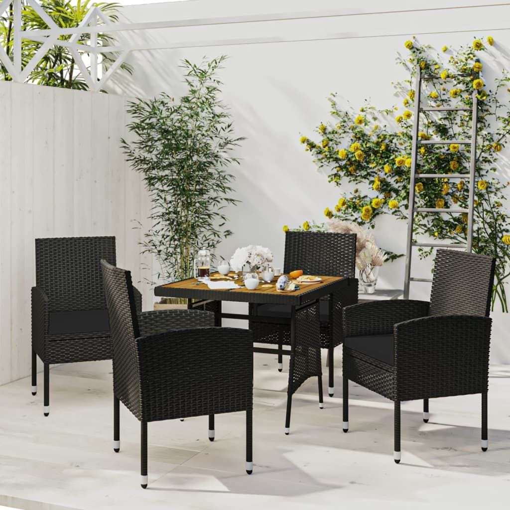 Maison Exclusive - 5-tlg. Garten-Essgruppe Poly Rattan Schwarz
