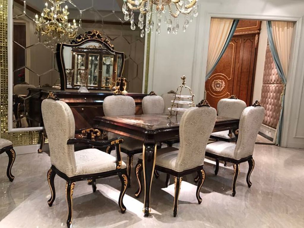 Esstisch 4 Stühle Stuhl Esszimmer Garnitur Barock Rokoko Tische Tisch E70 5tlg.