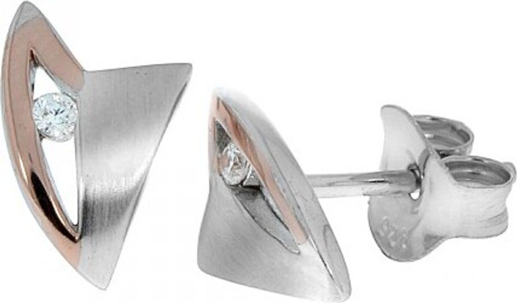 Ohrstecker 925/- Sterling Silber rotvergoldet 0,6 cm Zirkonia