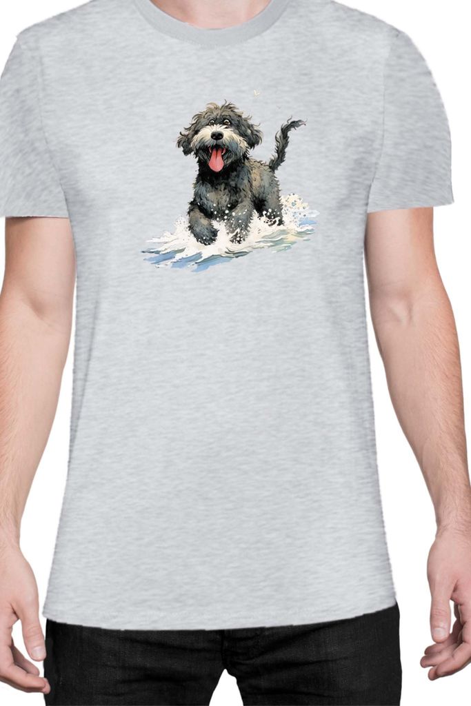 Herren T-Shirt Funny Dogs Breeds Portugese Water Dog Breed Dog Breed, Man S / Grau