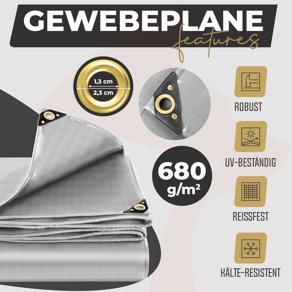 KESSER® Premium Abdeckplane mit Ösen, 650 g/m² PVC wasserdicht