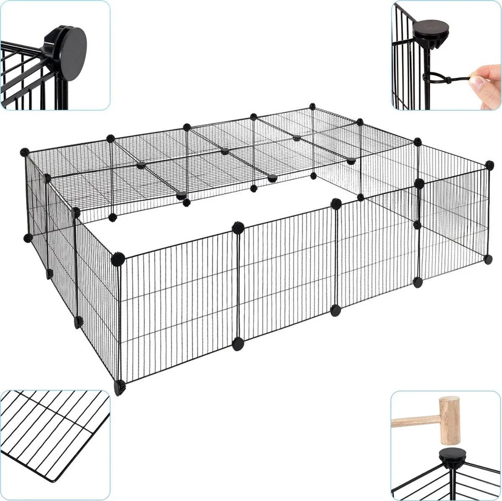 Clôture intérieure pour petits animaux 105 cm hauteur noire modulable
