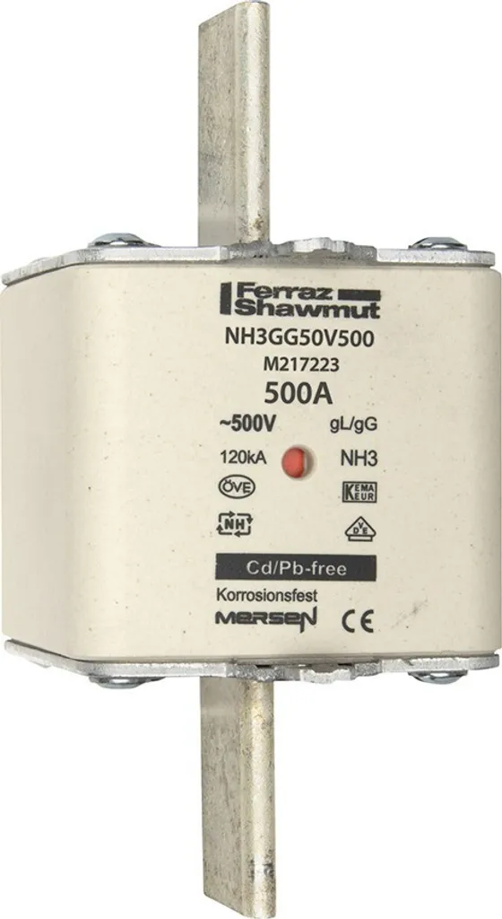 Fusible NH-ZERO Taille 3 500A AC500V HRC NH3GG50V500 Basse Tension