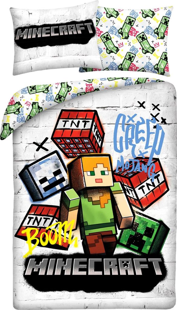 Copripiumino Minecraft TNT - 140 x 200 cm - 70 x 90 cm -  Immagine del prodotto 
