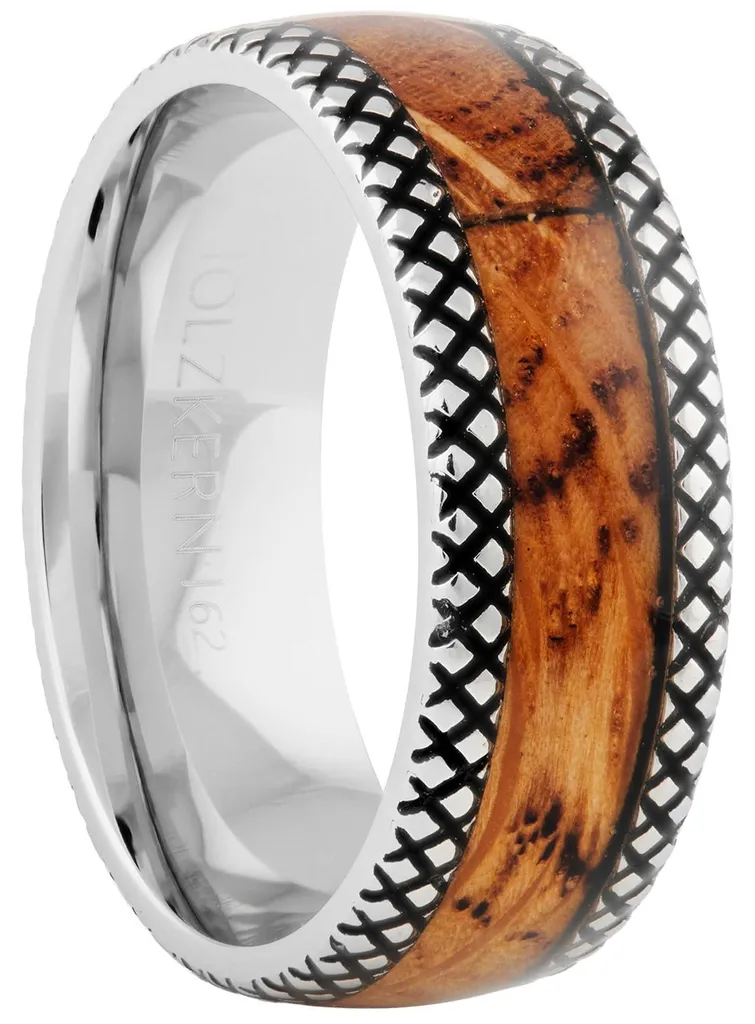 Bague en bois de whisky et tungstène Sumo de Holzkern, cadeau homme 62