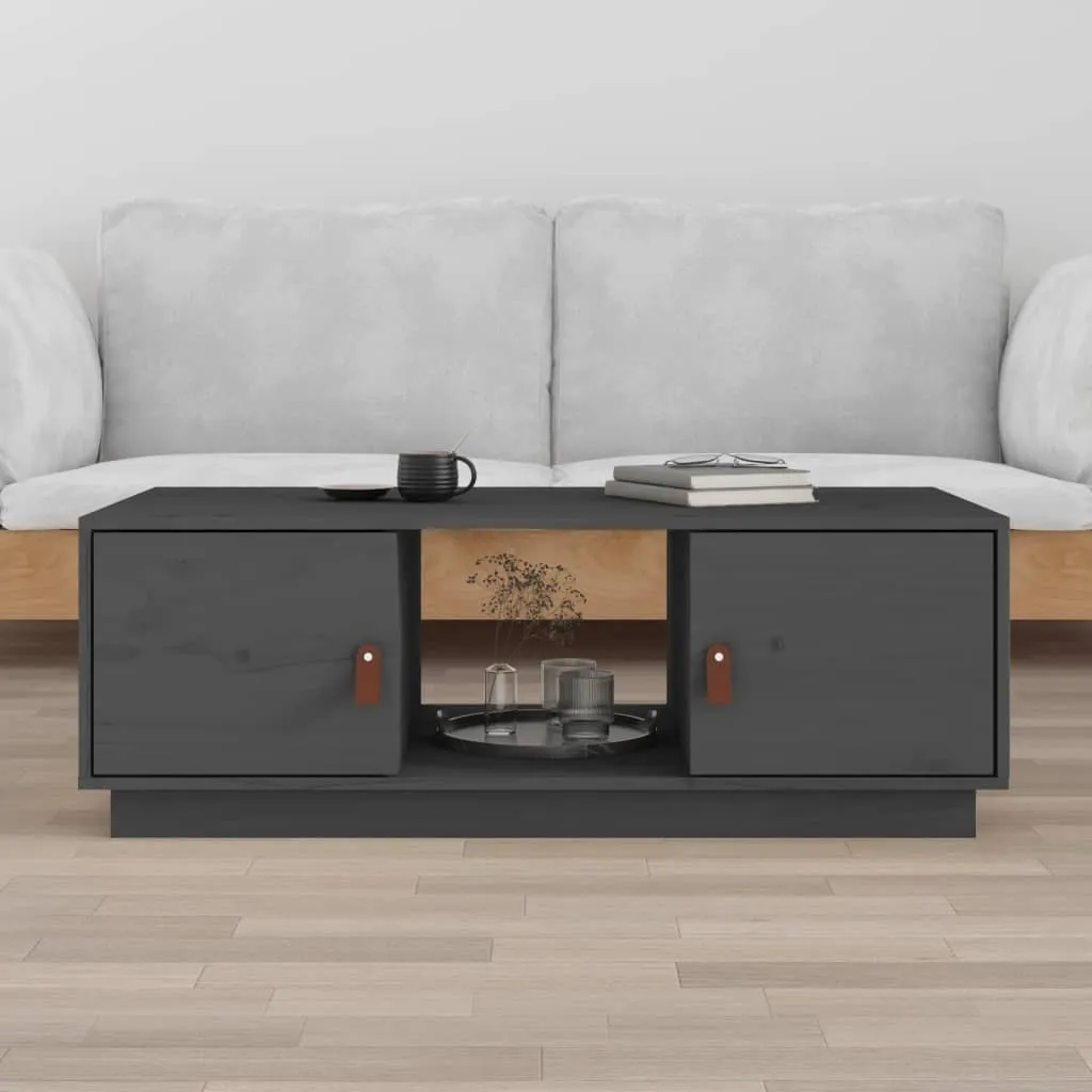 Tavolino Salotto Grigio in Legno Massiccio - 100x50 cm The Living Store