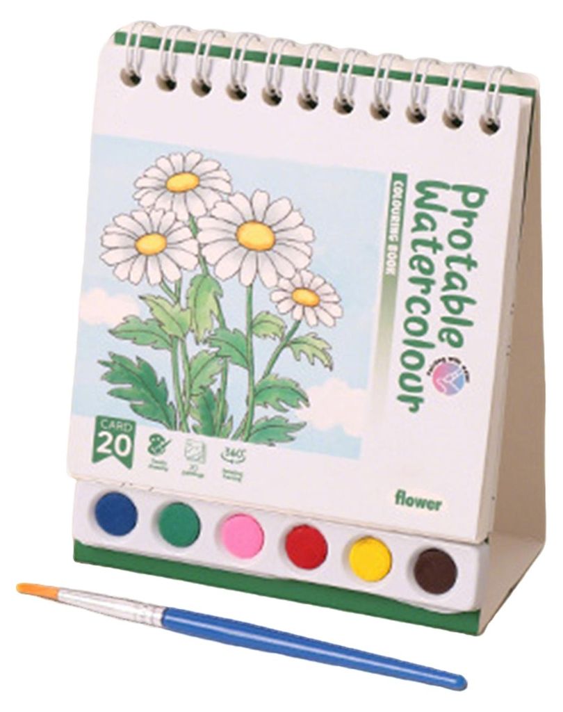 Kreatives Malbuch-Set mit Aquarellblättern (6 Farbraster), ergonomischem Pinsel, Mini-Aquarell-Übungsbuch, Reise-Set für Erwachsene – Geschenk...