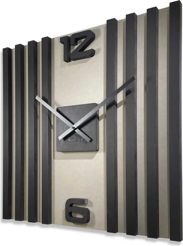 Horloge murale noire LAMELE SQ 60cm idéale pour salon ou bureau moderne