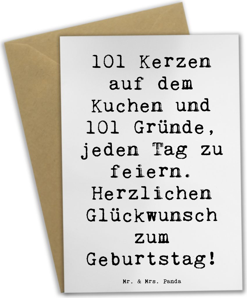 Mr. & Mrs. Panda Glückwunschkarte Spruch 101. Geburtstag Feier - Weiß - Geschenk, Happy Birthday, leuchtende Kerzen, einladungskarten, 101, oster...