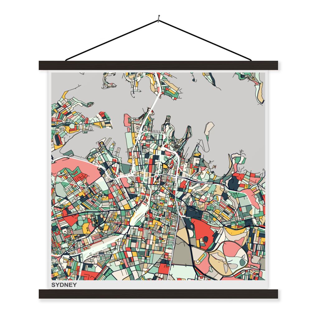 MuchoWow Textilposter Grundriss - Farben - Abstrakt 40x40 cm mit schwarzem Rahmen - Fotos