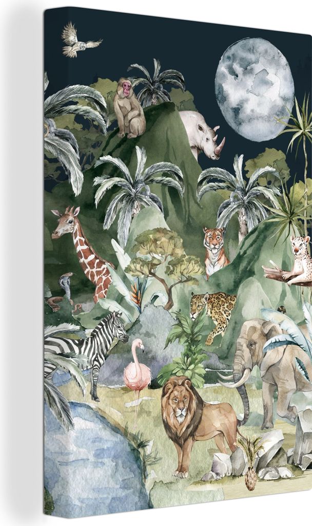 OneMillionCanvasses - Leinwandbilder - 90x140 cm, Kinder - Dschungel - Natur - Tiere - Pflanzen, Wandbilder Kunstdruck Wanddekoration - Foto auf ...
