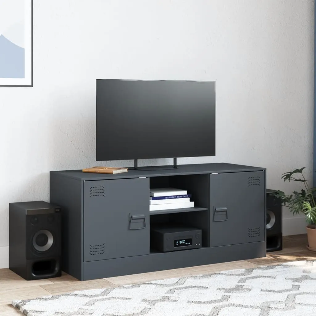 The Living Store Mobile TV antracite 99x39x44 cm in acciaio - 4