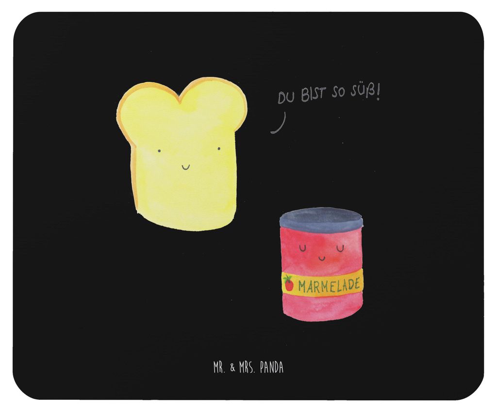 Mr. & Mrs. Panda Mauspad Toast Marmelade - Schwarz - Geschenk, mousematte, laptop mousepad, Mouse Pad, Toastbrot, computermatte, Dreamteam, Süß, ...