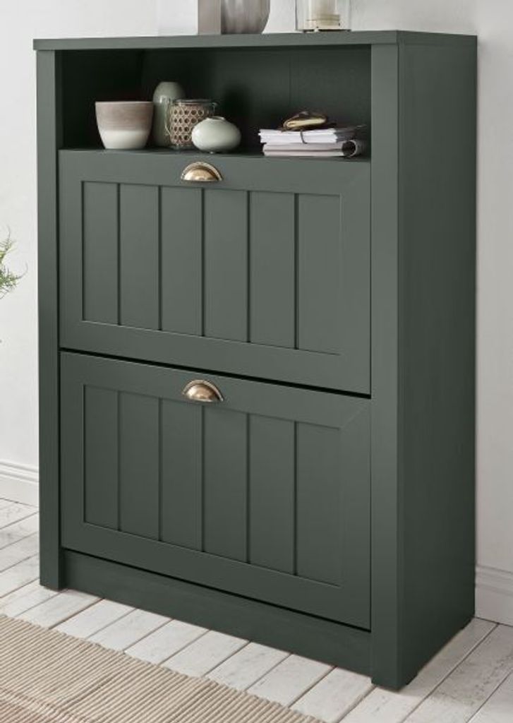 Garderobe Schuhschrank Forres Schuhkipper Landhaus grün 80 x 112 cm