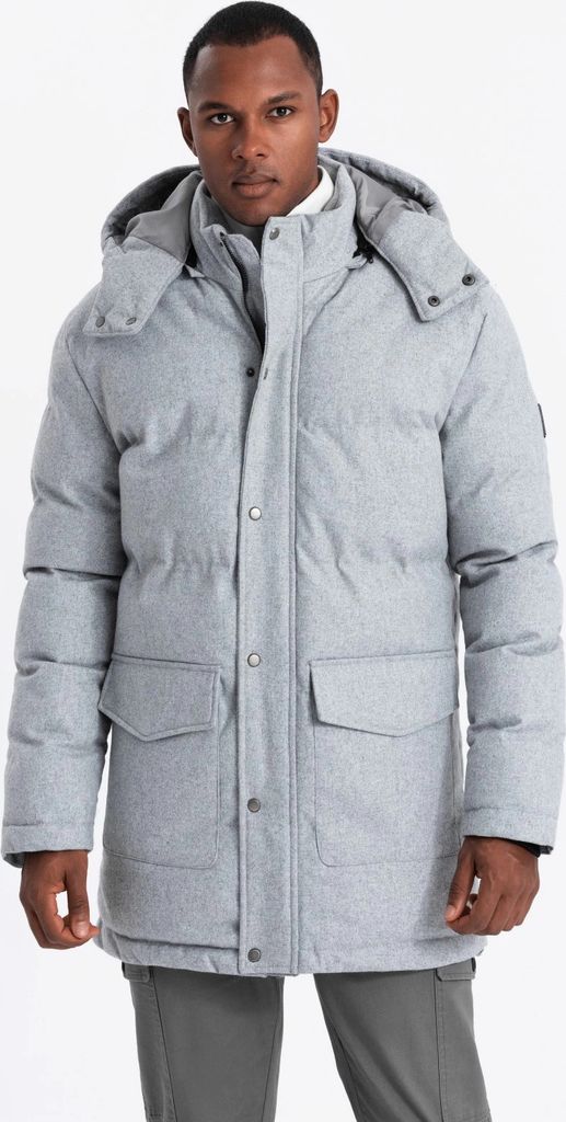 Ombre Clothing Parka für Männer Birrissa hellgrau S