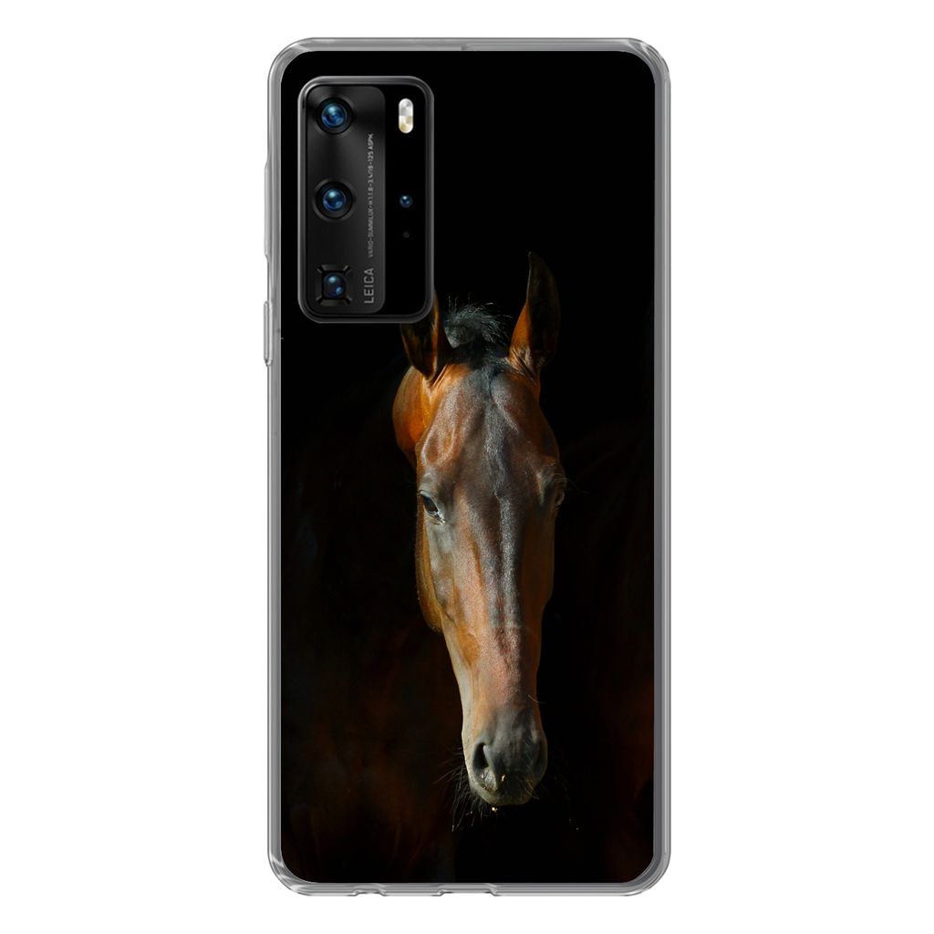 MuchoWow Handyhülle Schutzhülle Hülle für Huawei P40 Pro Pferde - Tiere - Braun Silikon Softcase Handy Hülle - Schutz