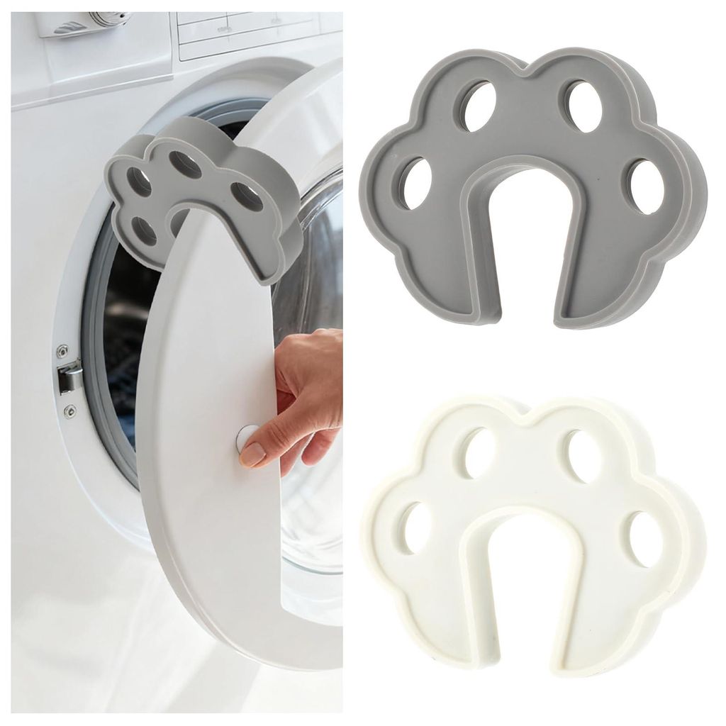 Set mit 2 Türstoppern, Silikon-Türstopper für Frontlader-Waschmaschinen (weiß/grau)