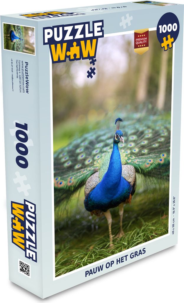 MuchoWow Puzzle 1000 Teile Pfau - Augen - Gras - Spielzeug - Alt und Jung - Spiele - Puzzeln