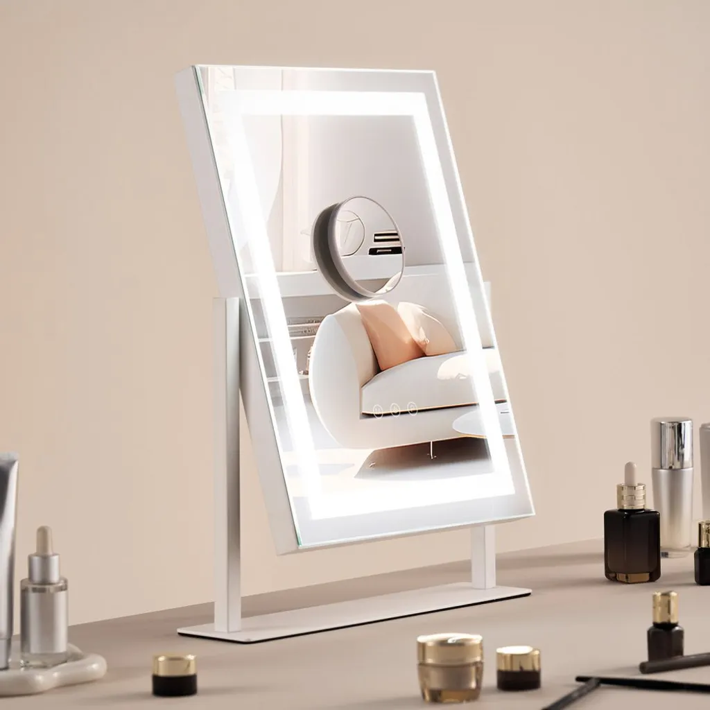 Specchio Hollywood per il trucco - specchio cosmetico 3 colori - 406x296 mm - ruotabile a 360° - accessori cosmetici per il trucco