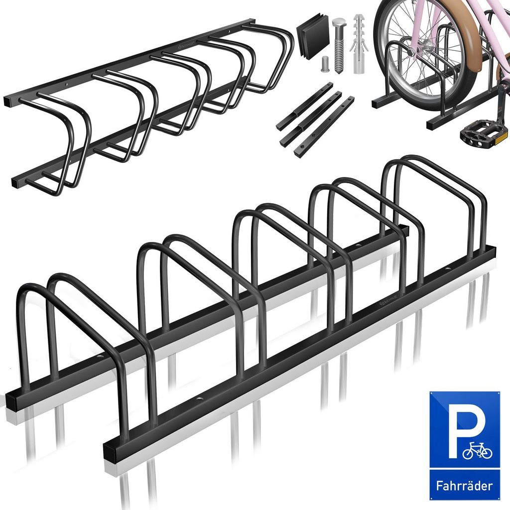 KESSER Fahrradständer inkl. Parkschild | Mehrfachständer mit 37cm Radabstand für 30-65mm Reifenbreite | Fahrradhalter Aufstellständer für Bo...