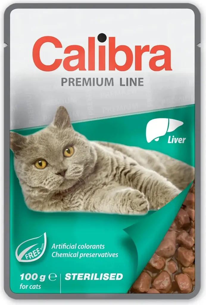 Aliment Humide Calibra Cat Foie pour Chat Stérilisé - Pack 24x100g