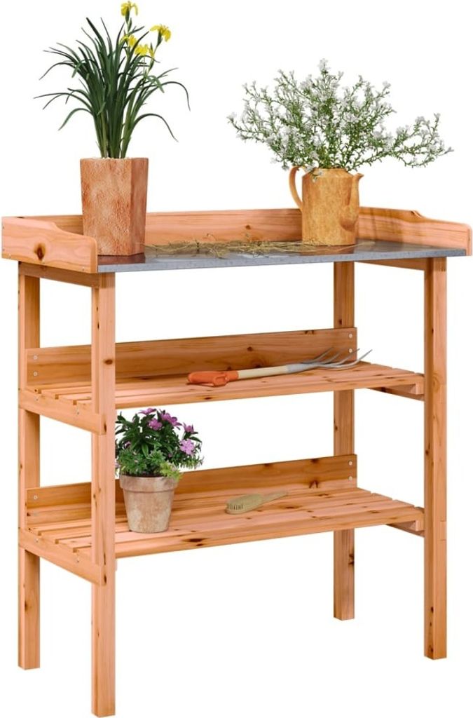 vidaXL Stôl na sadenie s policami hnedý 78x38x82,5 cm z Obrázok produktu 