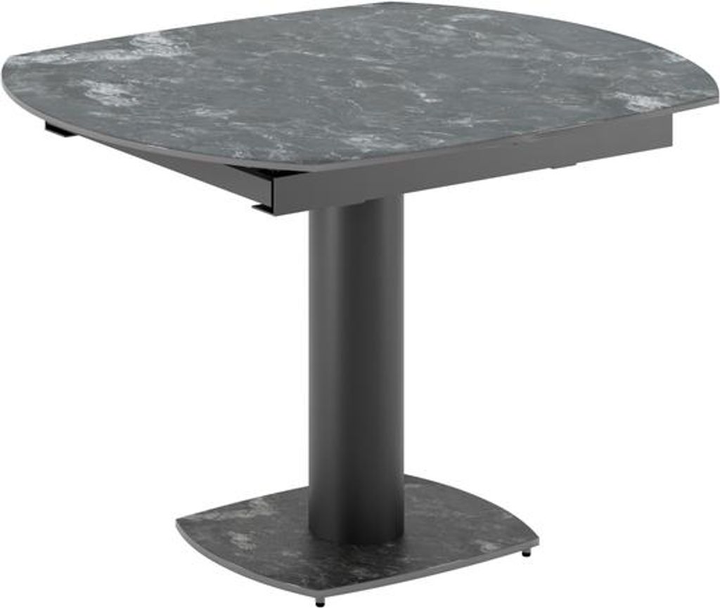 Kyoto - Ausziehbarer Tisch (120/180 x 90 cm) aus anthrazitfarbenem Glas