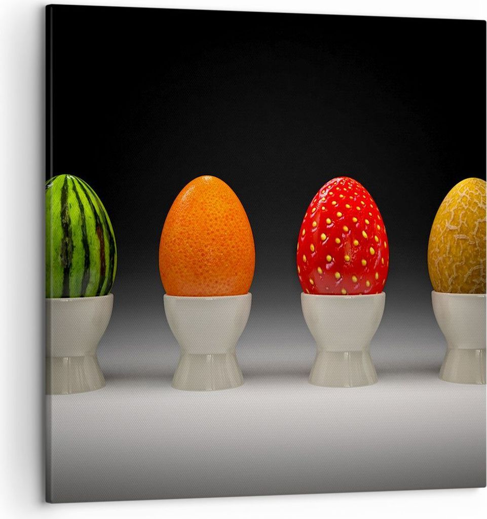 Bild auf Leinwand - Leinwandbild - Glas Keramik Lebensmittel Obst - 50x50cm - Wand Bild - Wanddeko - Leinwanddruck - Bilder - Kunstdruck - Wanddeko...