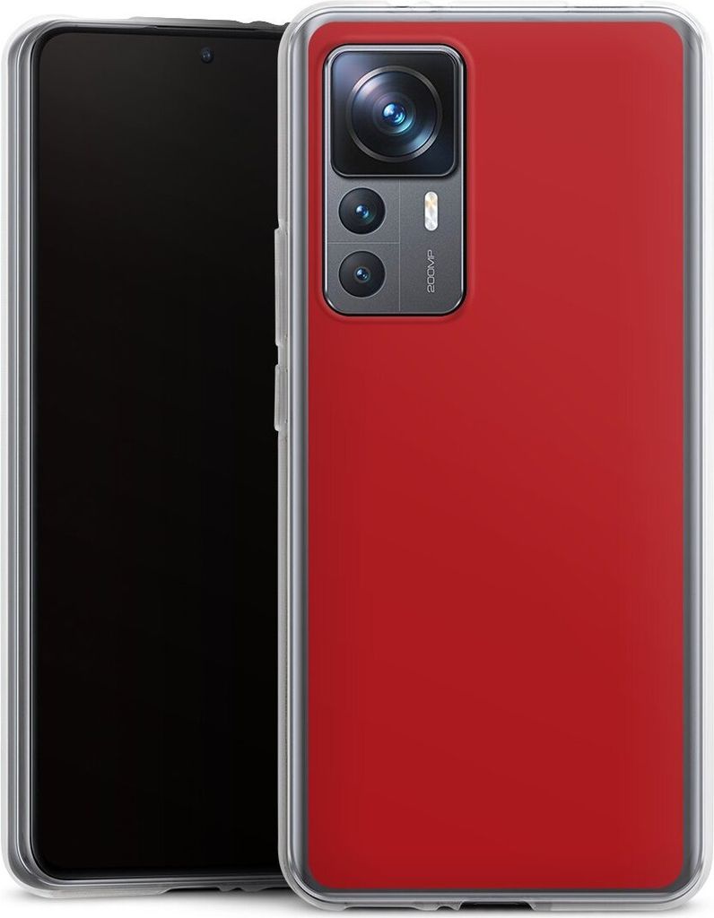 DeinDesign Handyhülle für Xiaomi 12T 5G Silikon Hülle Case Smartphone Schutzhülle Farbe Rot einfarbig