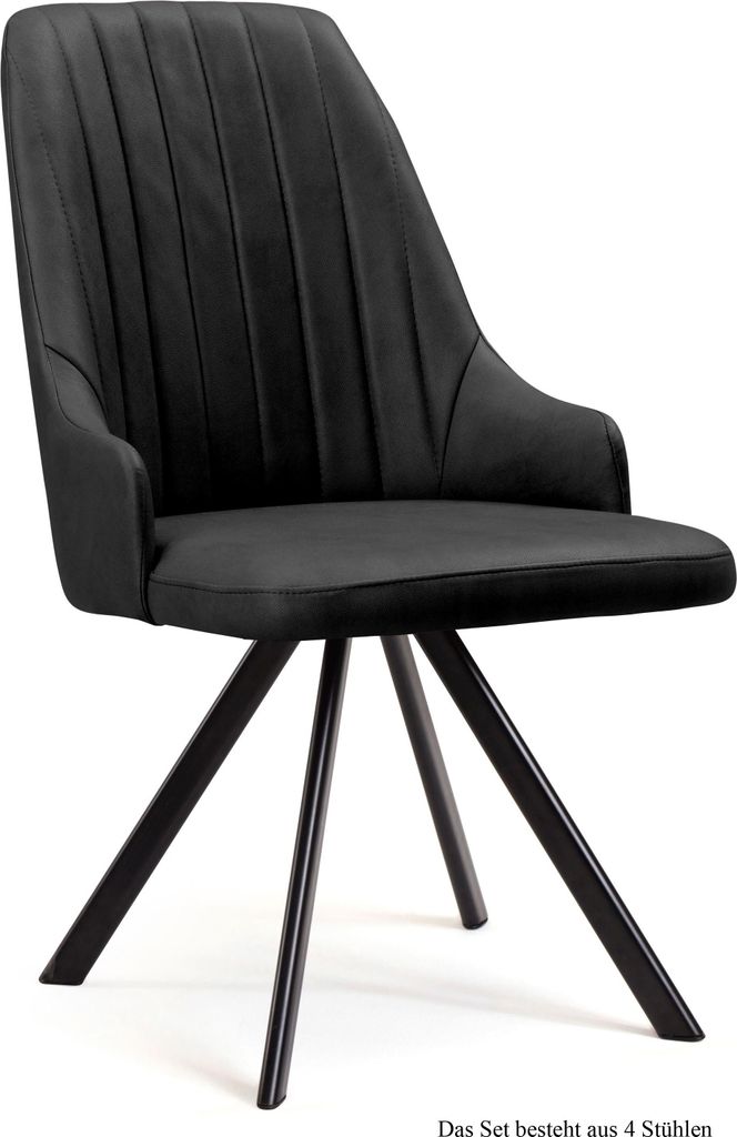 Esszimmerstuhl drehbar (4er-Set) Devyn 52x91x60 Schwarz/Anthrazit