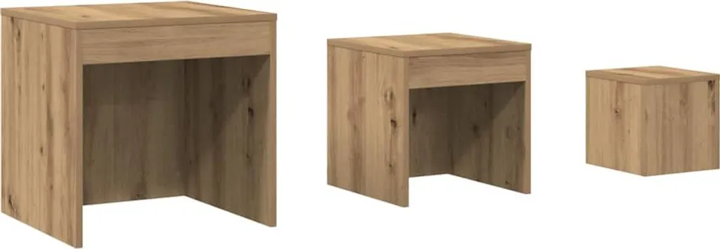 vidaXL Set di tavoli 3 pezzi. Materiale artigianale a base di legno di quercia