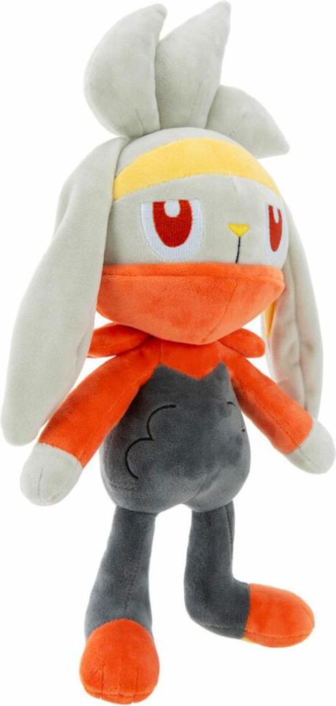 A plush toy of the Pokémon Raboot stands against a white background.
