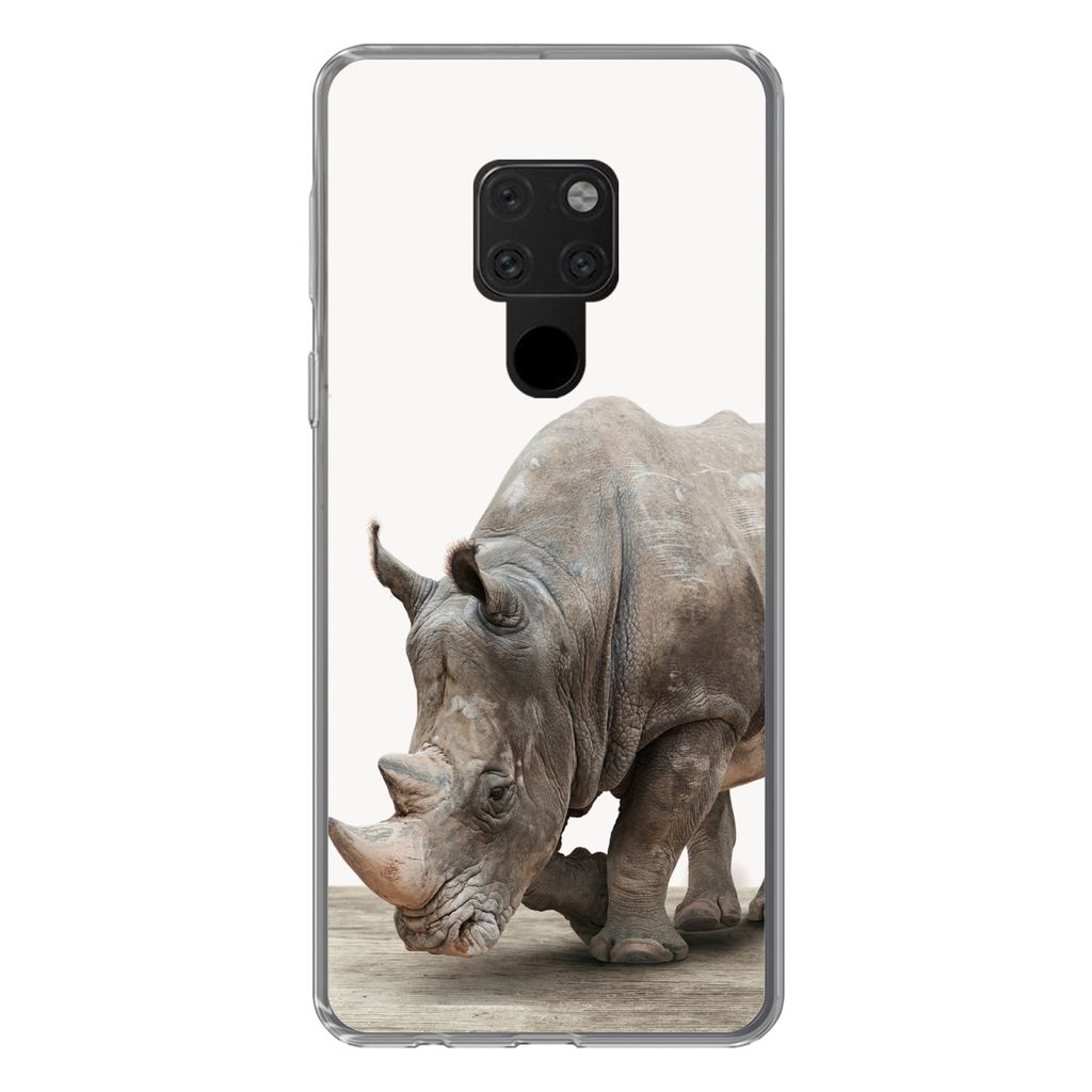 MuchoWow Handyhülle Schutzhülle Hülle für Huawei P40 Lite Nashorn - Jungen - Wildtiere - Kinder - Mädchen - Tiere Silikon Softcase Handy Hü...