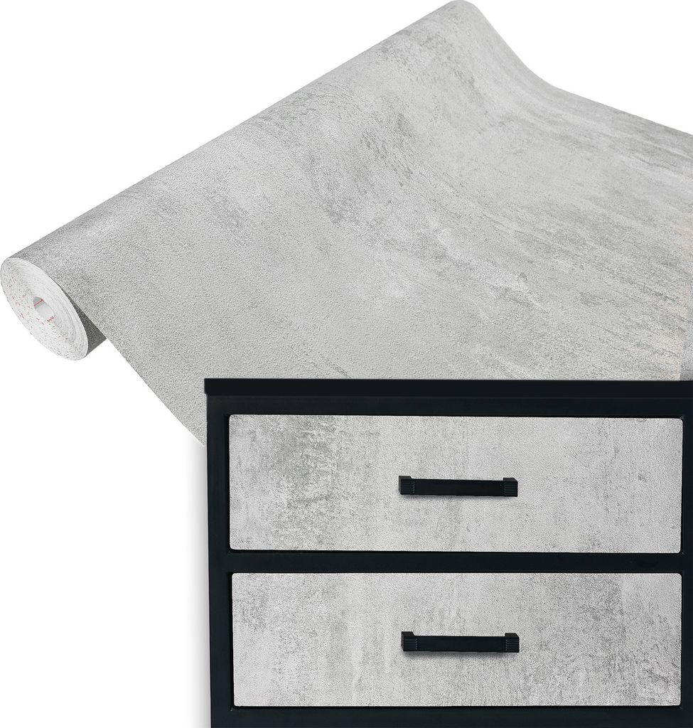 Klebefolie Möbel 45x100 cm - Beton Grau - Möbelfolie Deko-Stil selbstklebend - PVC Folie für kreative Raumgestaltung - Selbstklebende Folie idea...