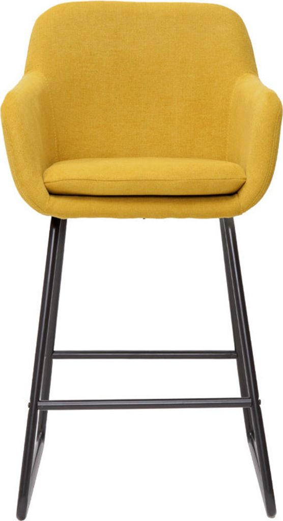 Miliboo - Barhocker senfgelber Stoff mit Samteffekt H65cm (2er-Set) AMIKA