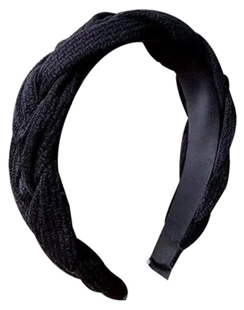 Haarreif mit dicker Schwammfüllung, geflochtenes Haarband aus weichem Cord-Strickstoff, waschbares Stirnband, Haaraccessoire
