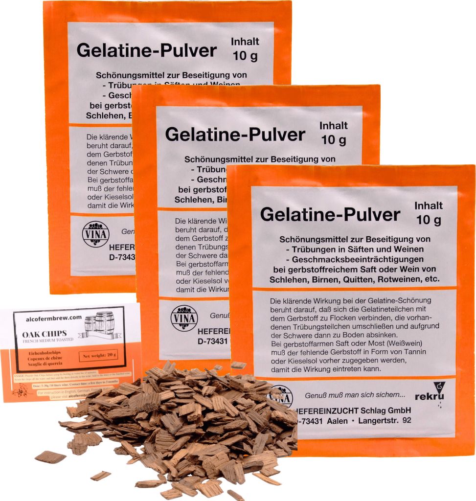 3 x VINA Gelatinepulver 10g - Vierka Weinklärmittel, Schönungsmittel, Gelatine Pulver