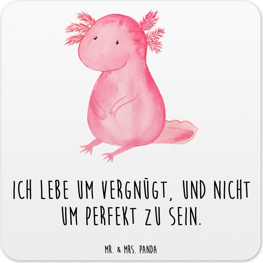 Mr. & Mrs. Panda Untersetzer für Gläser Axolotl Niedlich 10er Set - Weiß - Geschenk, Weisheit, Coaster, Liebe, Tischuntersetzer, Freundin, Tasse...