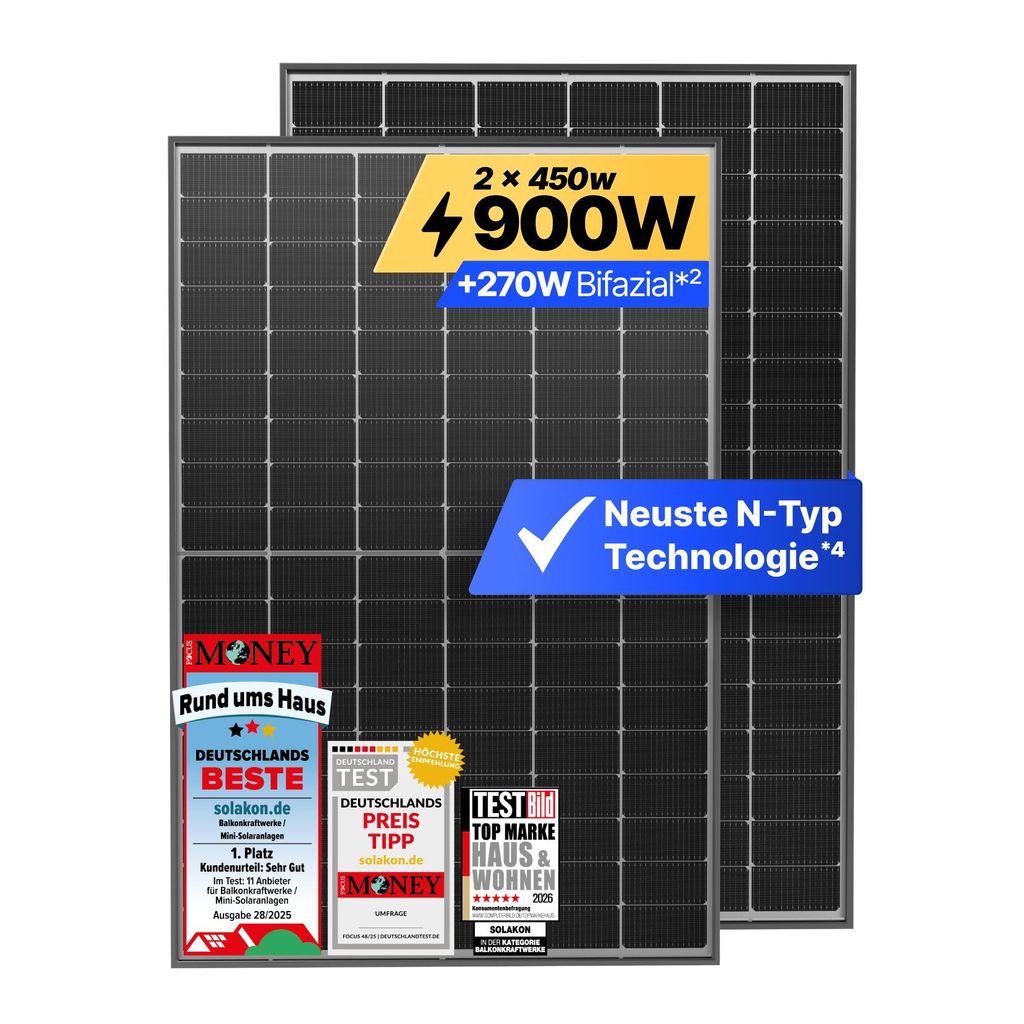 Solakon® Solarmodul 450W Bifazial Glas-Glas N-Type – Full Produktbild 