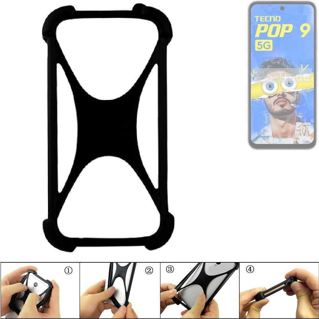 K-S-Trade Handy-Hülle Schutz-Hülle kompatibel mit Tecno Pop 9 5G Silikon Bumper TPU Softcase Smartphone Stoßschutz, schwarz