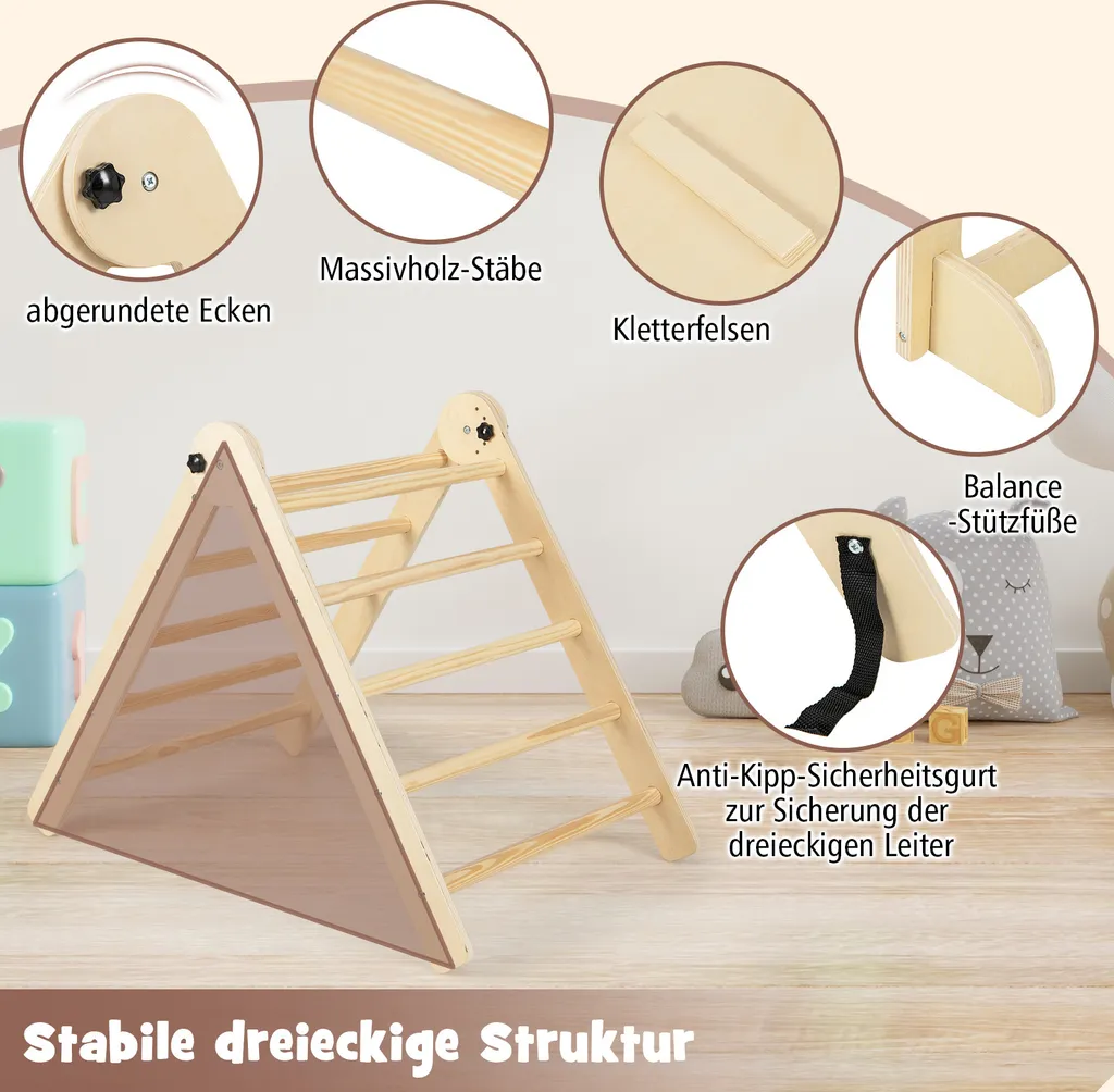 Triangle d'escalade bois 7 en 1 : la solution motricité à la maison - 4