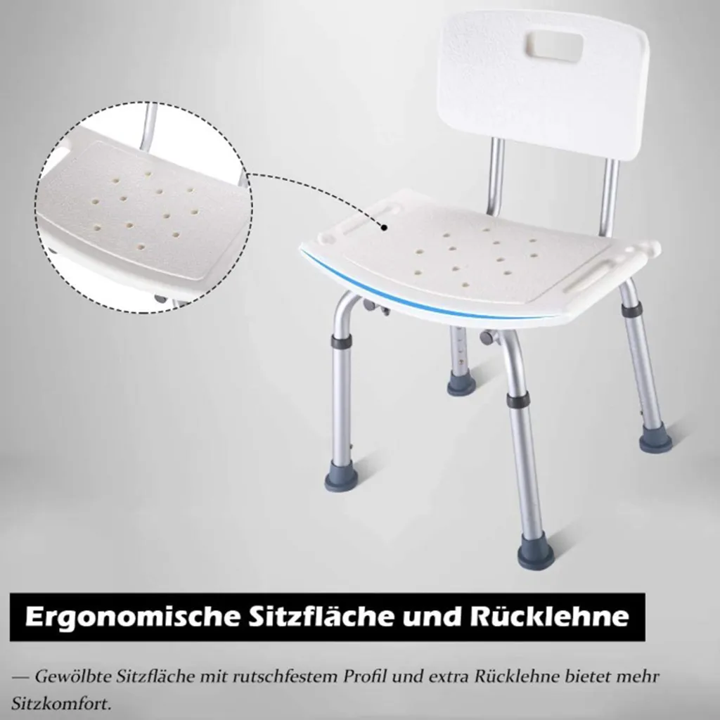 Tabouret de douche antidérapant réglable en hauteur châssis aluminium - 5